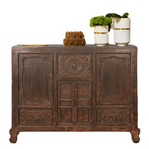 Chinese Antique style sideboard cabinet distressed finish solid recycle wood furniture