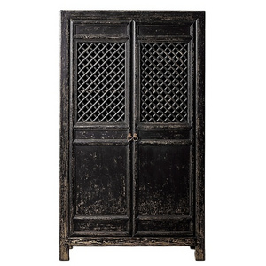 Home decor Two door reclaimed black wardrobe recycled wood shabby chic wardrobe with two solid wood door