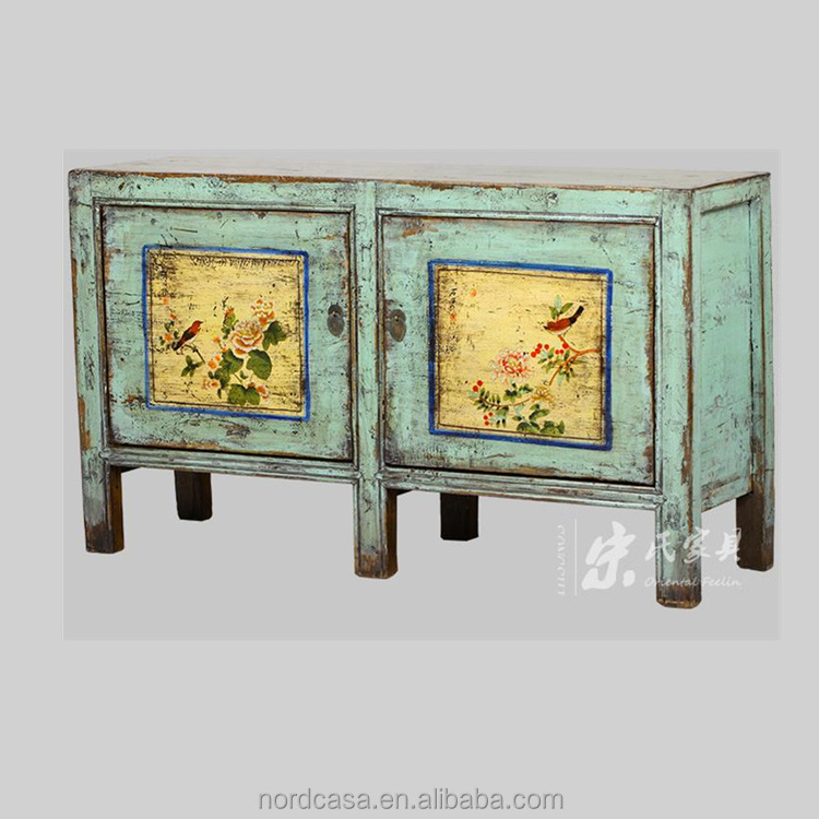 recycle pine wood two door antique style chinese furniture living room cabinet