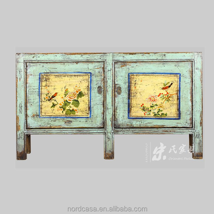 recycle pine wood two door antique style chinese furniture living room cabinet