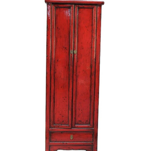 high glossy Red two door narrow wardrobe cabinet