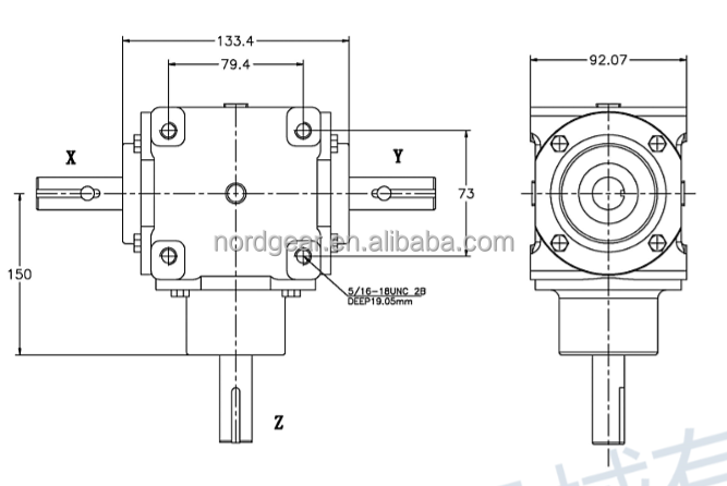 90 Degree 540 PTO Fertilizer Spreader Gearbox