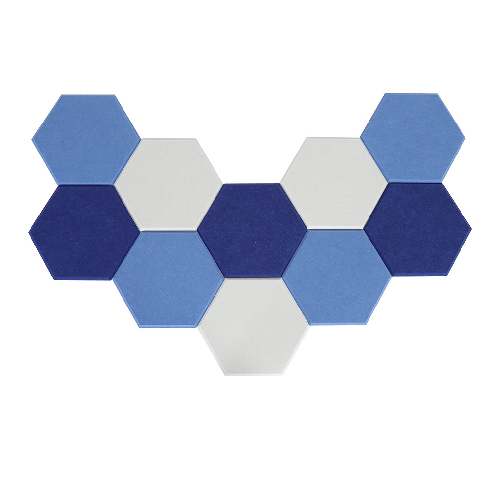 100% Polyester Fiber Sound Proof Acoustic Hexagon Wall Panel Beveled Edge