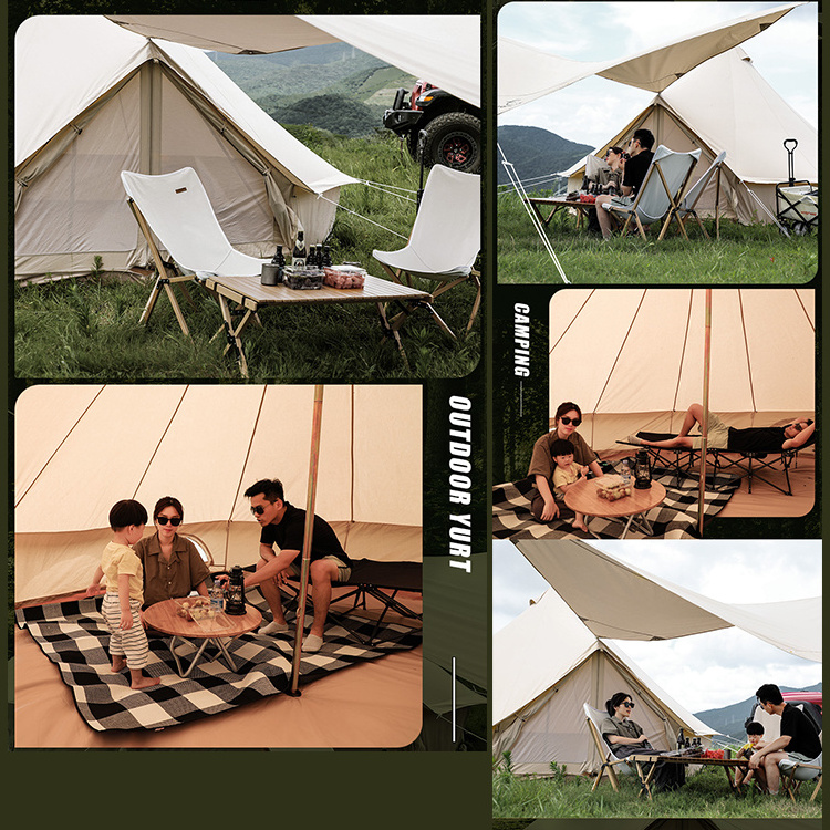 Factory OEM/ODM Outdoor Glamping luxurious Waterproof Wall Tents Family Camping Yurt Tent Canvas Bell Tent