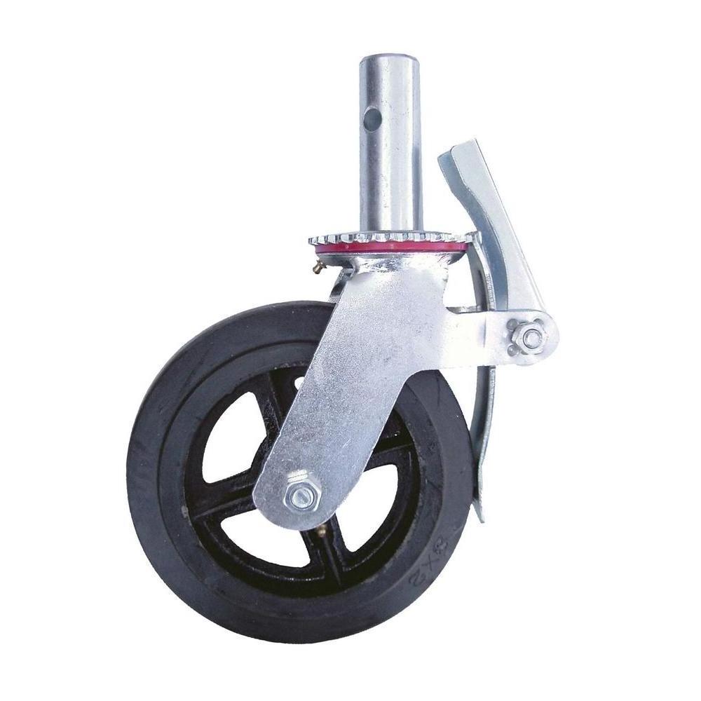 Heavy duty 8 inch Scaffolding Castor Wheel Cast Iron Core PU Scaffold Caster with Foot Brake