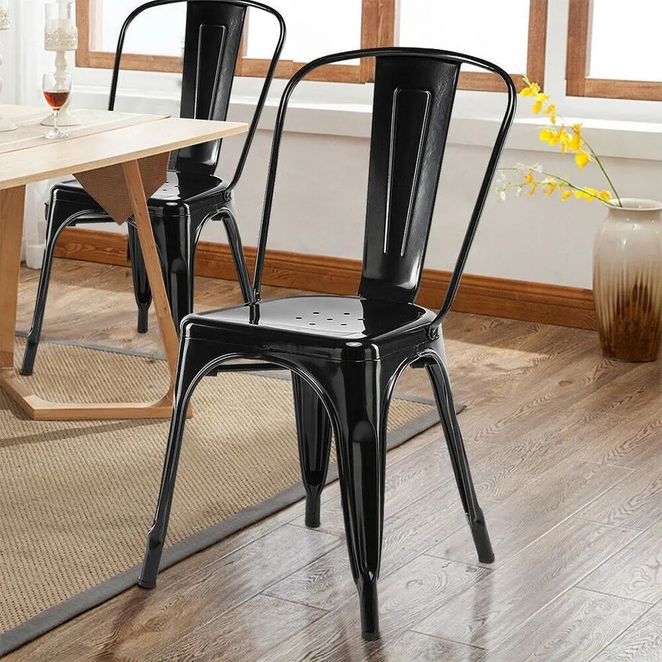 Best Sell Stackable Cafe Restaurant Antique Iron Bistro Metal Design Industrial Metal Dining Chair Industrial Bar Chair