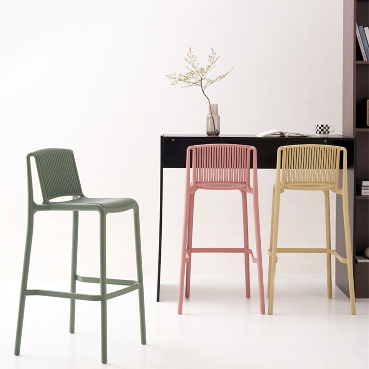 Modern Minimalist Good Quality Cheap Plastic Stackable Kitchen Restaurant Breakfast Bar Stool High Counter Chair