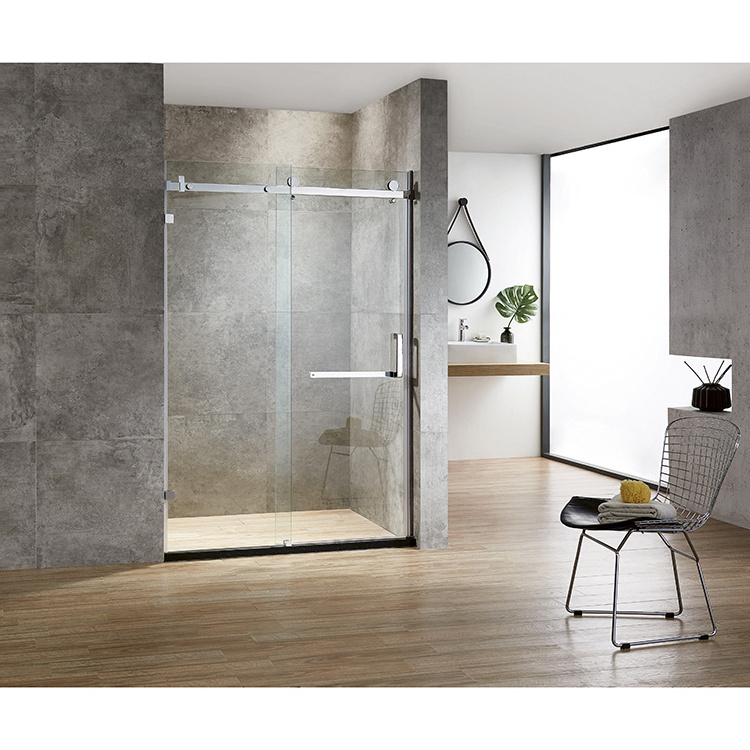 Norhs Premium Newest ex-factory price shower room Aluminium Hinge Simple Fixed Shower Enclosure black framed sliding door