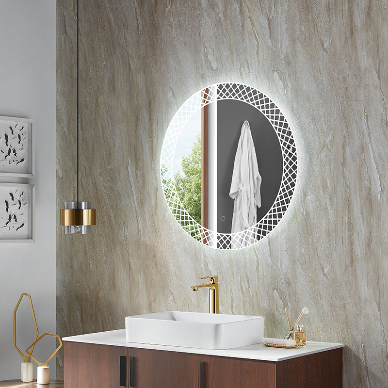 Bathroom Round Smart Wall Decoration Mirror Touch Control Hotel Bathroom Mirror Led Light With Time Display