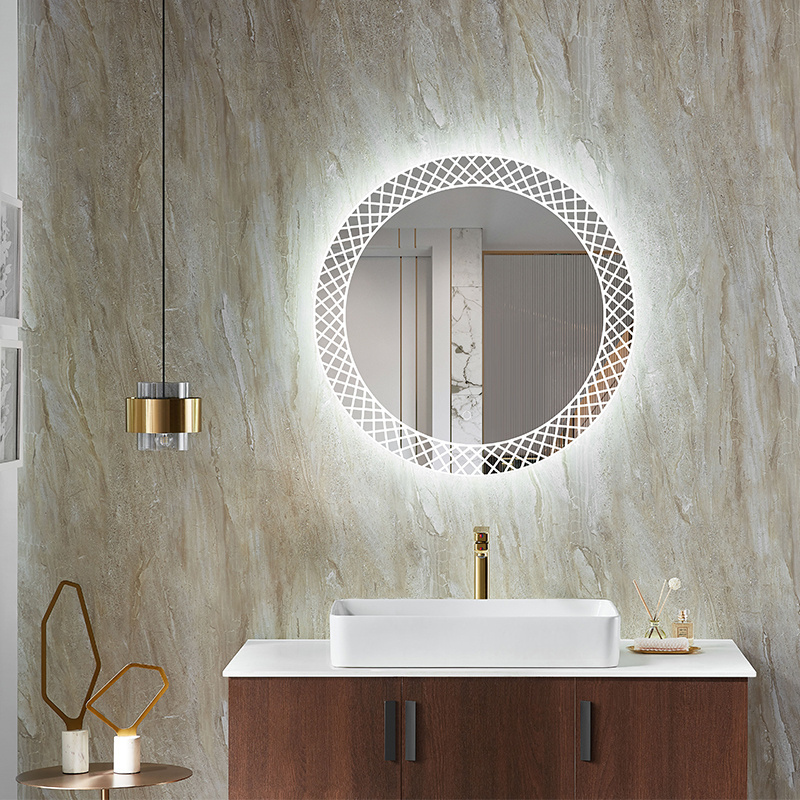 Bathroom Round Smart Wall Decoration Mirror Touch Control Hotel Bathroom Mirror Led Light With Time Display