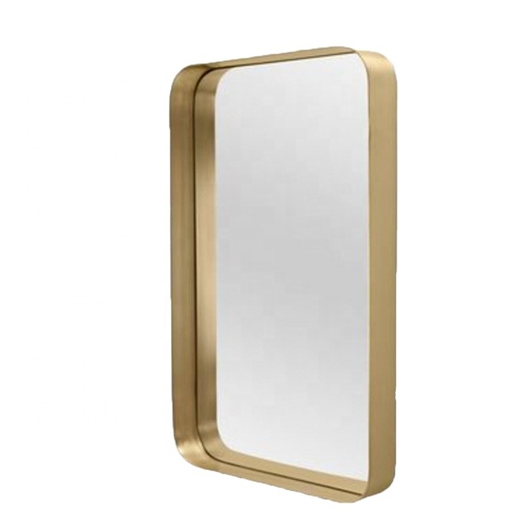 Norhs Innovative Designed Rectangle Bronze Plated Metal Frame wall Hanging Mirror For Bathroom