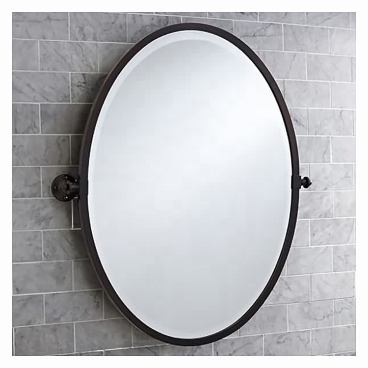 New Design Oval Metal Framed Bathroom Mirror Customized Adjustable Vanity Wall Mounting Makeup Mirror Decoration