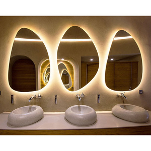 Norhs frameless large led behind bathroom art mirror smart led big irregular asymmetrical mirror wall Bathroom light Mirror