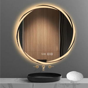 High quality round large design mirror Smart LED light touch screen led bath smart mirror led for bathroom