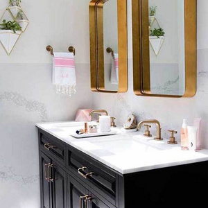 Norhs Innovative Designed Rectangle Bronze Plated Metal Frame wall Hanging Mirror For Bathroom