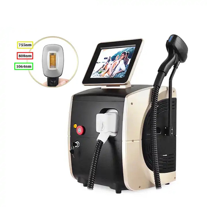 Newest model diode laser machine 755 808 1064 diode triple wave portable laser hair removal painless 808 diode laser