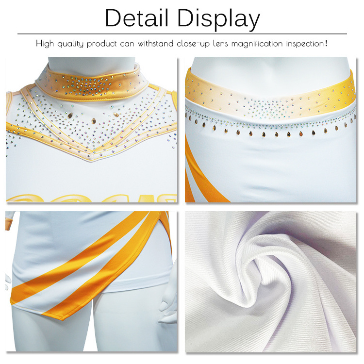 Wholesale yellow cheerleading uniform cheer costume customs  school cheerleading uniforms for girls