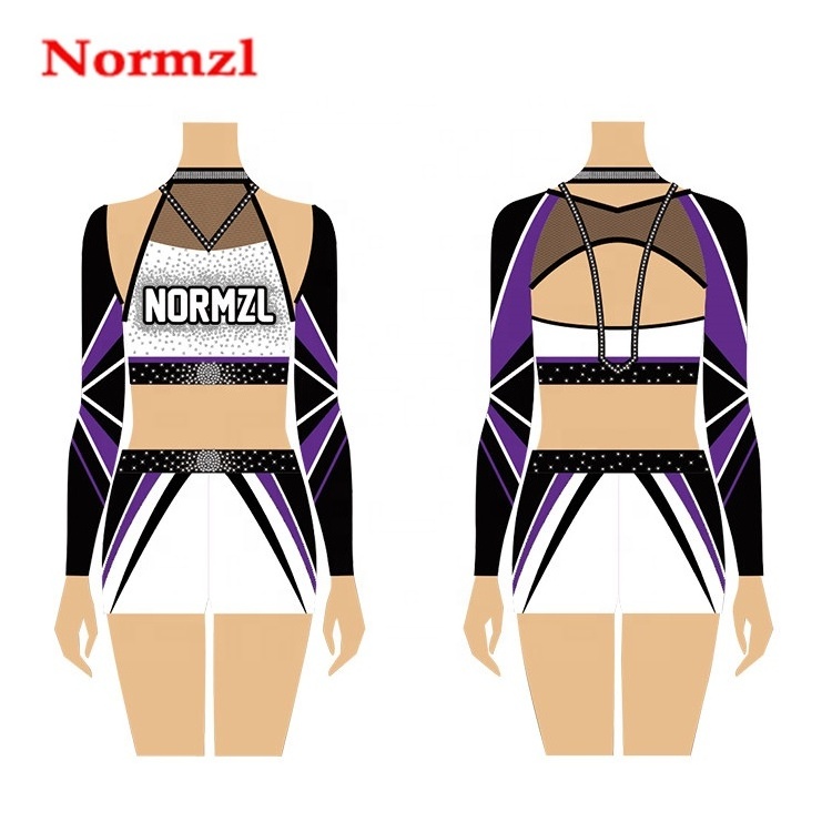 Normzl Low Moq Custom High Quality Girls Red And Black Crop Top Cheer Uniform