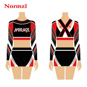 Normzl Low Moq Custom High Quality Girls Red And Black Crop Top Cheer Uniform