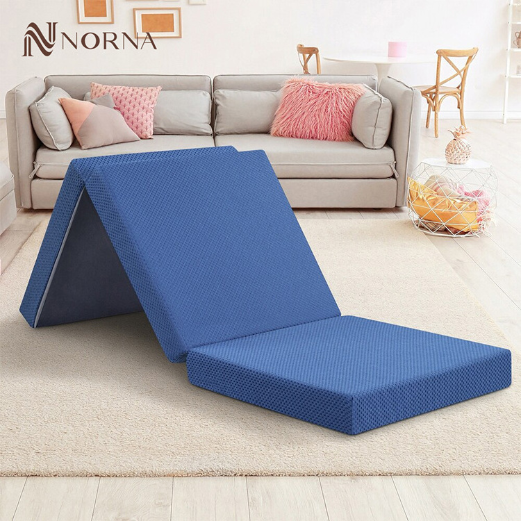 Memory Foam Folding Mattress 4 Inch Gel-Infused Foldable Floor Mattress Breathable Tri-fold Mattress Topper