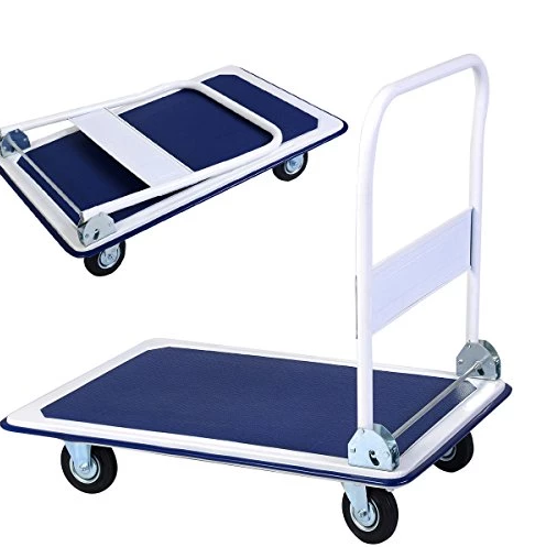 Heavy-duty 150KG Capacity Folding Platform Truck Cart Warehouse Foldable Dolly Hand Truck 4 Wheels