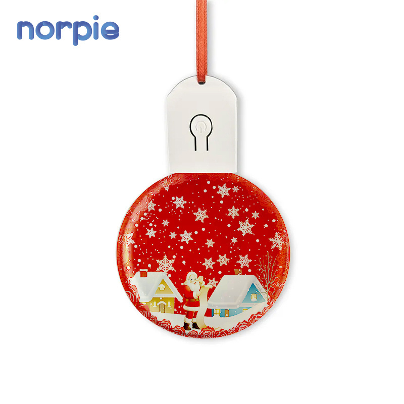 Sublimation Blanks LED light Acrylic Christmas Ornaments With Red Rope For Christmas Tree Decoration