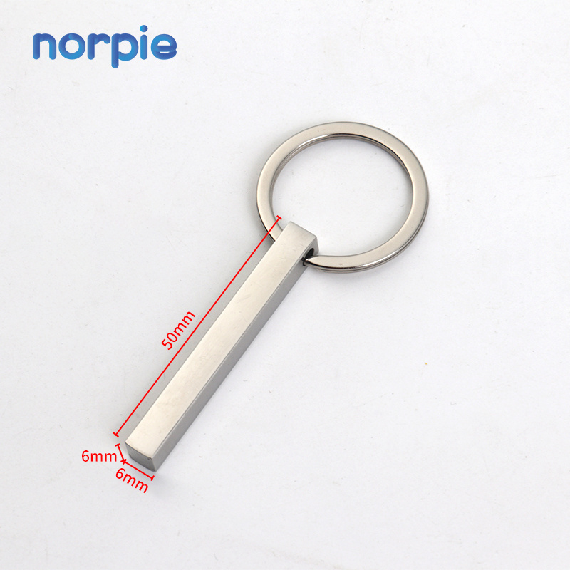 Custom Bulk Laser Engraving Blank Key Ring Stainless Steel Keychain Square polished flat bar Blank Keychains in bulk