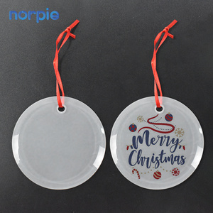 Xmas Ornaments Glass Pendant Customized Sublimation blank Crystal Glass Christmas Ornaments