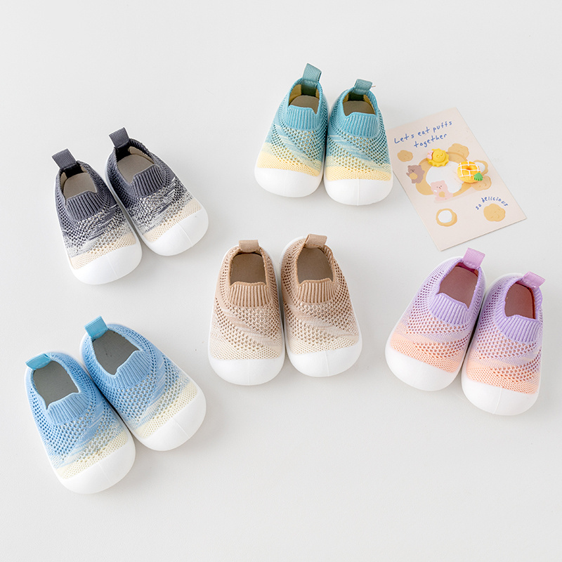 New Arrival Factory Rubber Soles Kids Socks Shoes Cotton Warm Non-slip Woven Baby Boy Girl Toddlers Flying Woven Shoes