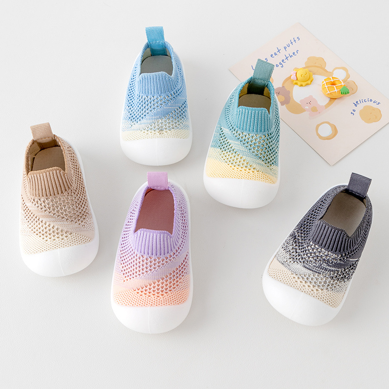 New Arrival Factory Rubber Soles Kids Socks Shoes Cotton Warm Non-slip Woven Baby Boy Girl Toddlers Flying Woven Shoes