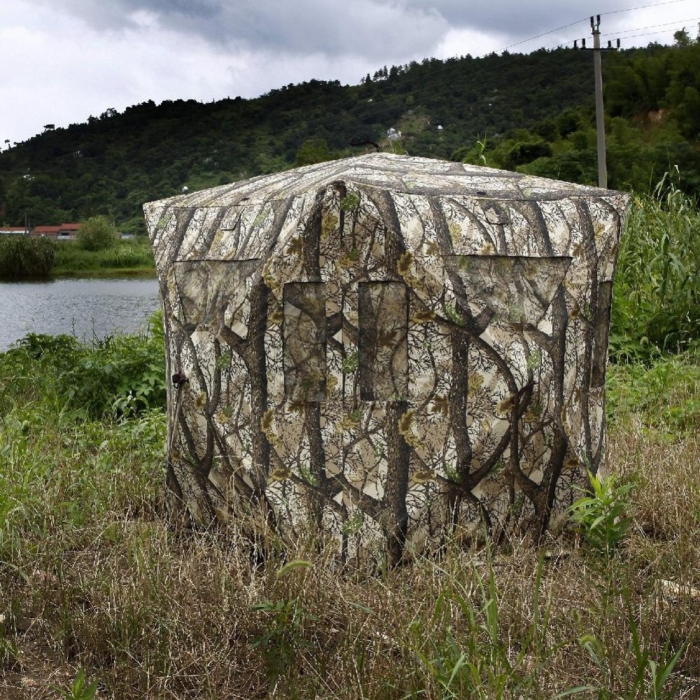 OEM Lightweight Portable Foldable Double Layer Hunting Box Blind Tent Camouflage Ground Hunting Chair For 2 Person