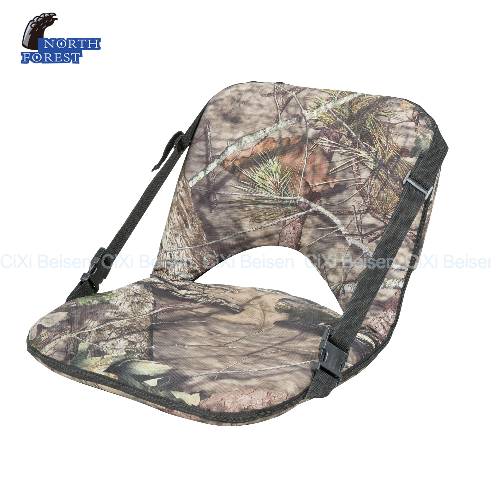 Adjustable Webbing Buckle Portable outdoor chair camouflage seat cushion folding hunting chair with backrest