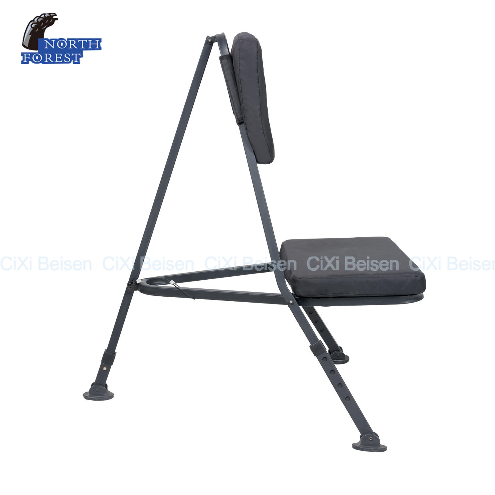 GSV Black 600D polyester strong frame iron mesh non-slip Foot-Cover hunting chair portable hunting folding chair with Backseat