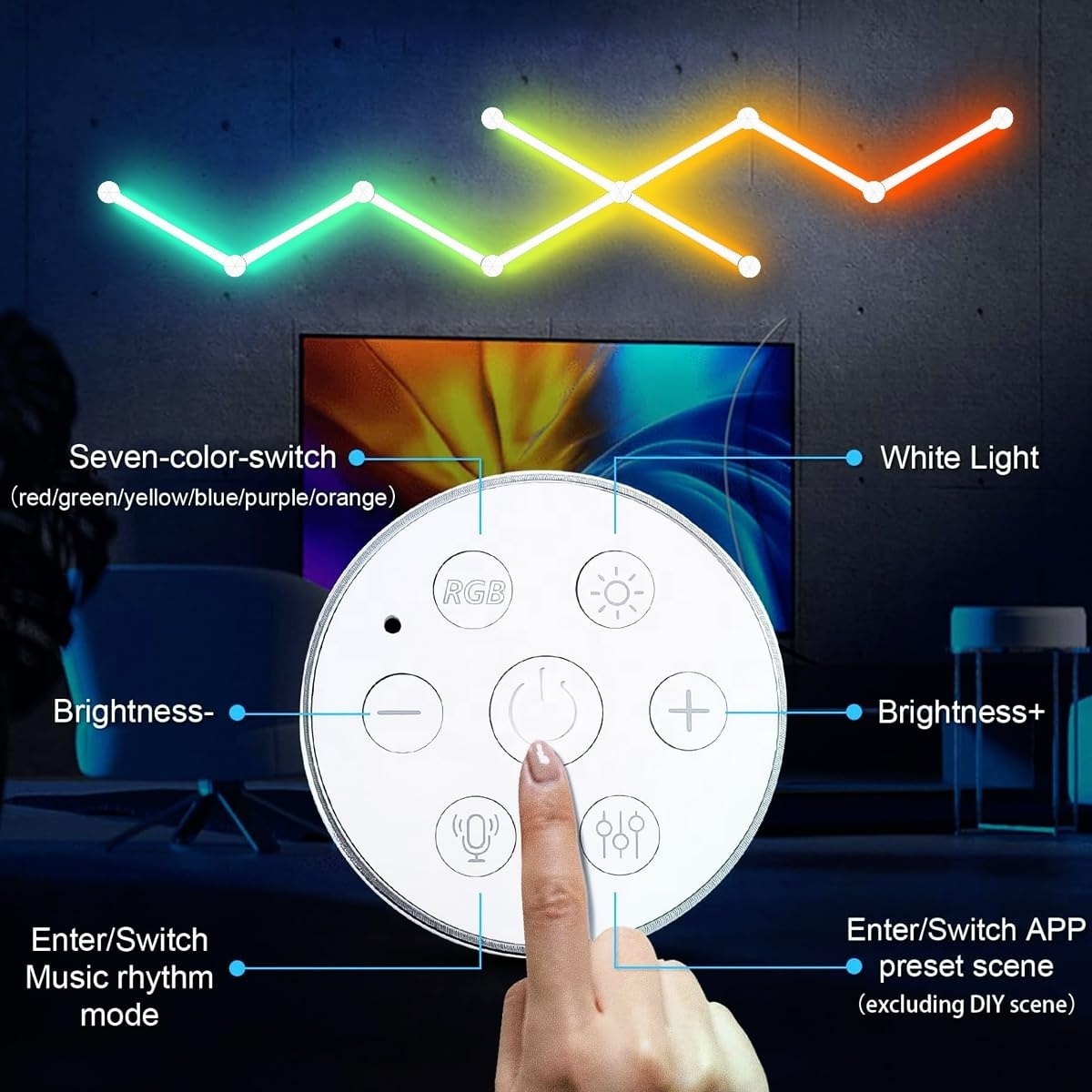 Smart Home Light Wholesale Custom Music Rgbic Glide Wireless Ceiling Wall Light 3d Led Gaming Setup Rgb Gaming Room Lamp Decor