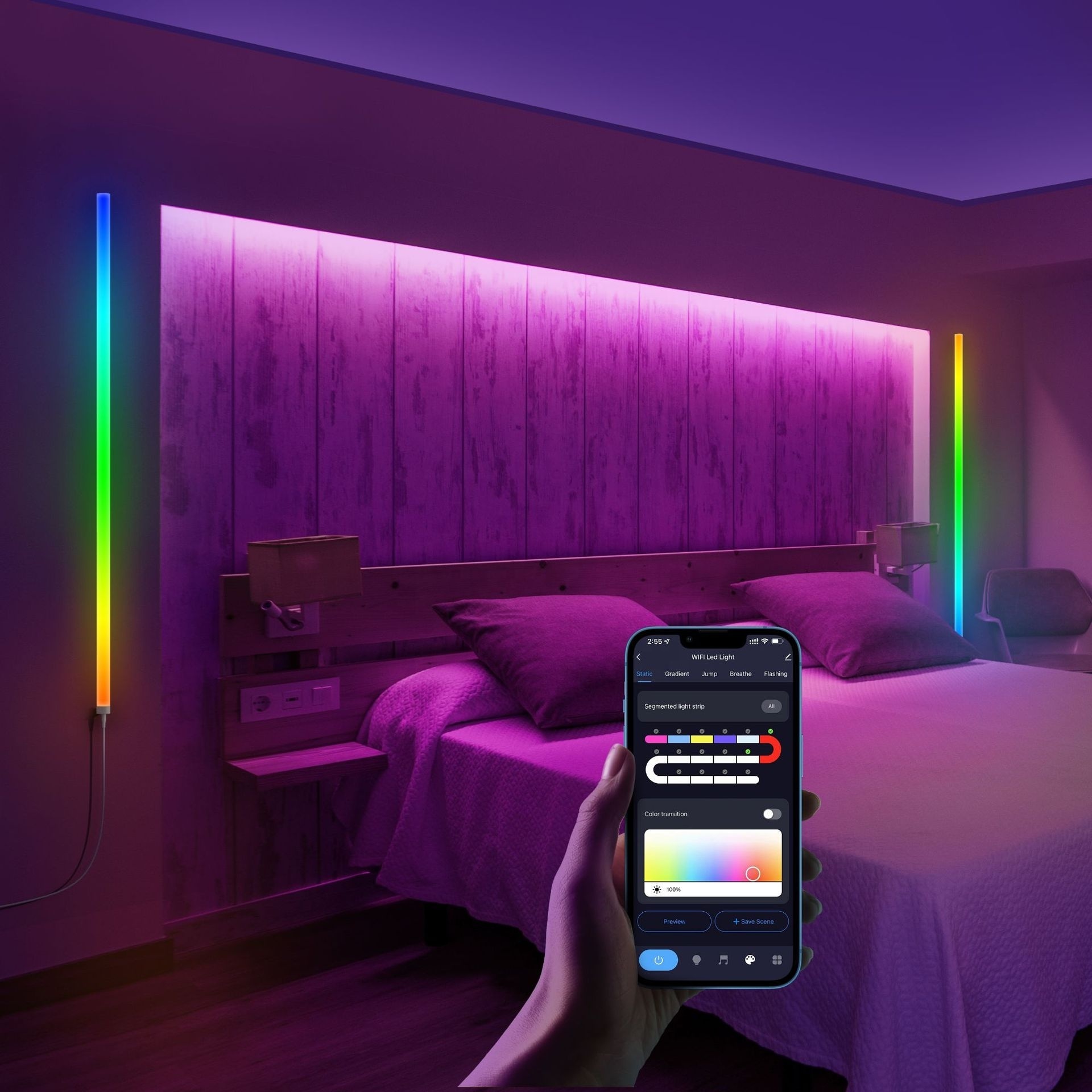 Music Sync Home Dream Color Diy Lamp Wifi Smart App Control 6 Segmented Glide Rgbic Led Rgb Lively Wall Light For Gaming