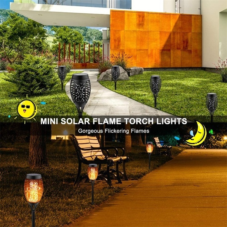 Exterior outdoor 12 led solar powered energy decorative lawn luces solares torch stake lamp garden flickering flame spike light