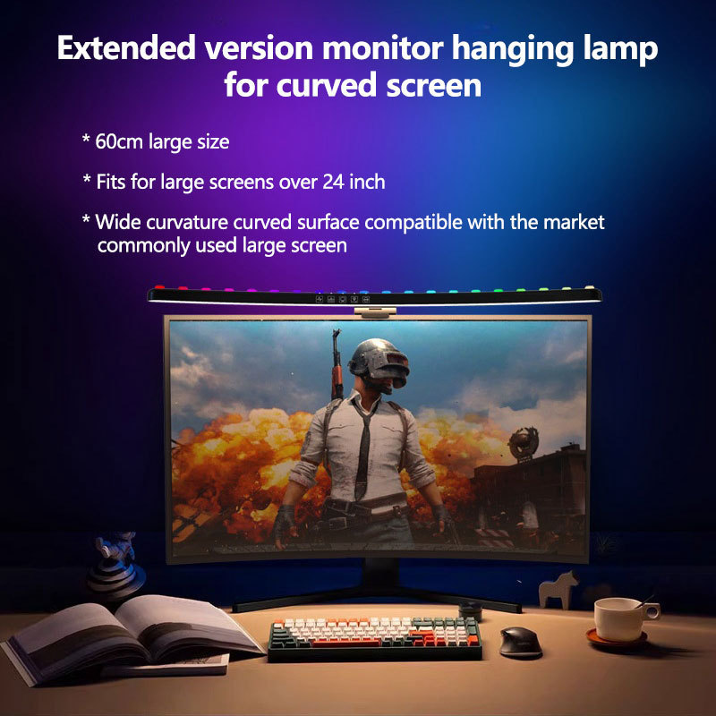 RGB voice-activated pickup stepless dimming curved screen light bar e-reading LED table lamp PC gaming monitor light bar office