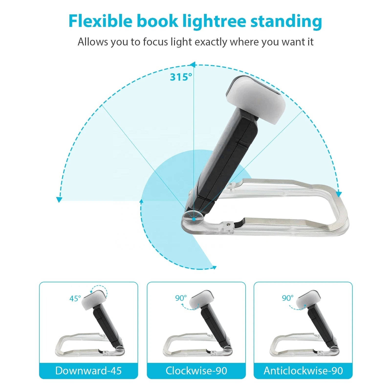 Portable mini flexible plastic USB Rechargeable Bookmark LED book reading night light clip lamp for reading book in bed clip