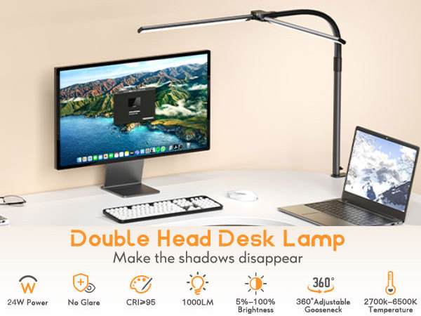 Custom double head computer new modern led table lamp desk desktop light smart home light for office gamer gaming reading room