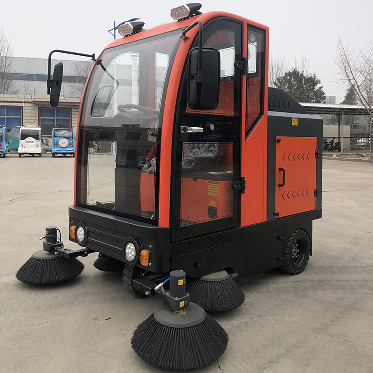 with big trash bin capacity 200L and cabin Factory price battery powers sweeper Road Sweeper for sale