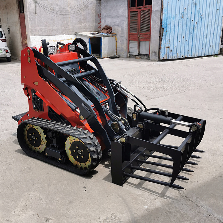 Mini Skid Steer Loader with Log Splitter/Brush Grapple Stump Bucket Grapple Attachment