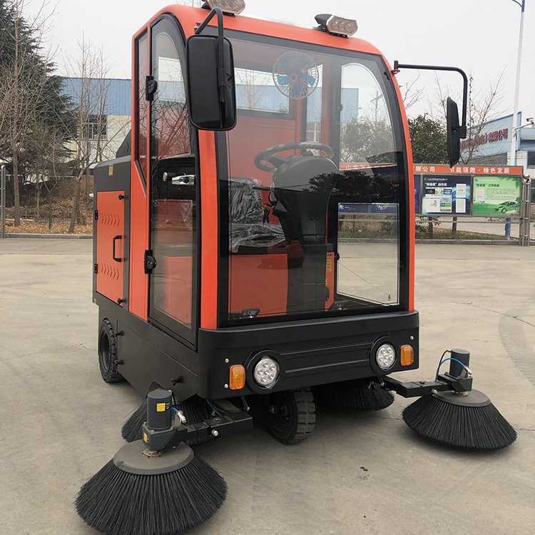 with big trash bin capacity 200L and cabin Factory price battery powers sweeper Road Sweeper for sale