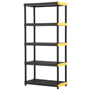 HD18  4-Tiered Ventilated Plastic shelves Plastic Storage Shelving Unit w/ Raised Feet and Tool-Free Assembly