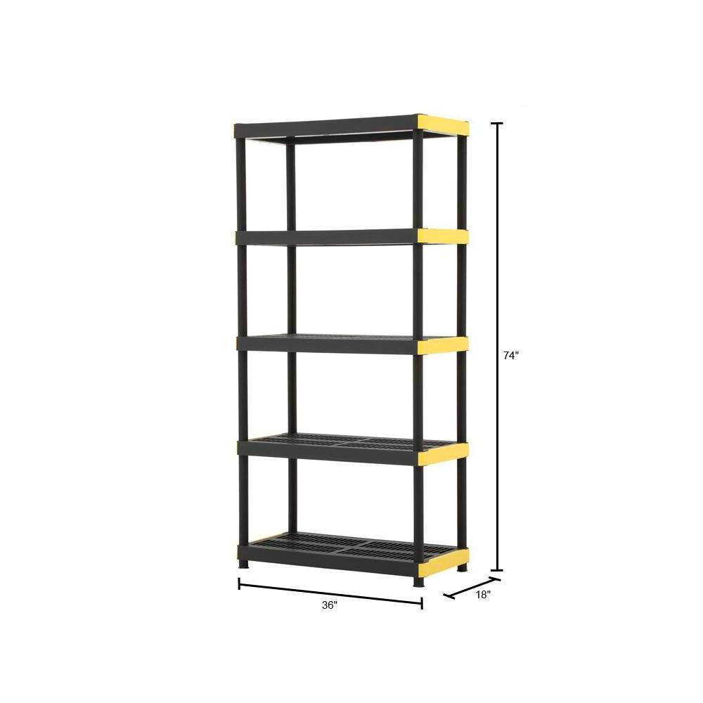 HD18  4-Tiered Ventilated Plastic shelves Plastic Storage Shelving Unit w/ Raised Feet and Tool-Free Assembly