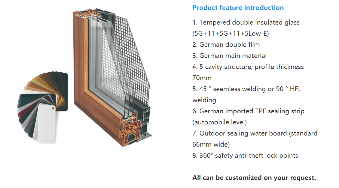 Anti-theft PVC sliding window design double triple glazed UPVC casement glass windows for home and hotel office