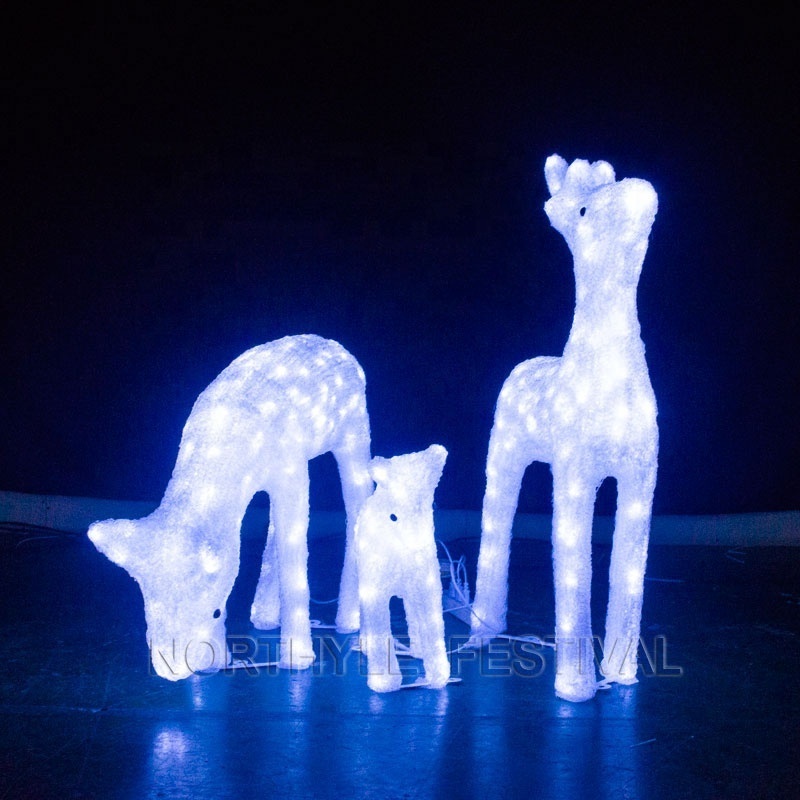 3D Deer lights christmas decoration outdoor cold white Led Animal Sculpture Rope Street Light reindeer Transparent Luminous