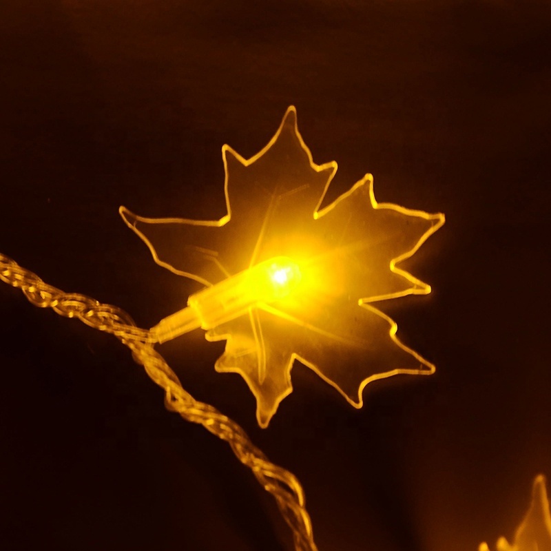 Yellow maple leaf string light waterproof string decorative lights 100 LED Solar Outdoor for Garden party wedding christmas