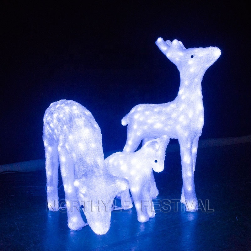 3D Deer lights christmas decoration outdoor cold white Led Animal Sculpture Rope Street Light reindeer Transparent Luminous