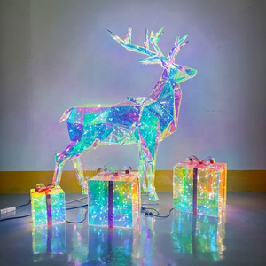 PVC Fantasy Color light xmas redeer giftbox decoration garden plaza decoration ideas christmas lights outdoor animated