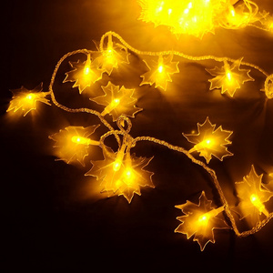 Yellow maple leaf string light waterproof string decorative lights 100 LED Solar Outdoor for Garden party wedding christmas